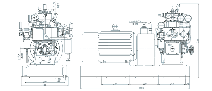 1-0.27/150A Horizontal Navy Marine High Pressure Water Cooled Air Compressor