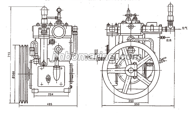 2ZS-0.34/3-B Medium Pressure 3.0MPa Air Cooling Marine Air Compressor