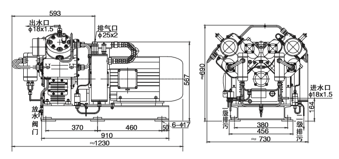 CV-120/3, CV-90/30 Middle Pressure Water Cooling Marine Air Compressor