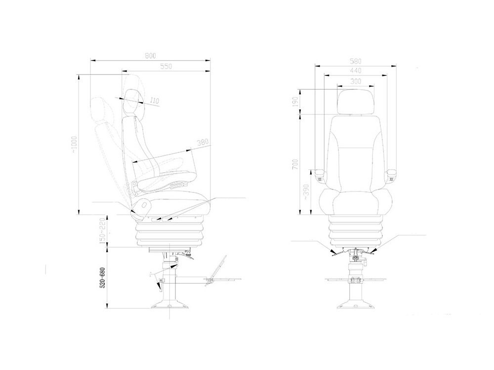 360 Degree Rotarty Pilot Seat