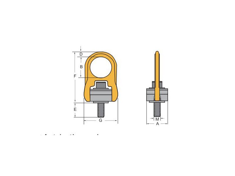 8-203 Yoke Rotary Hoist Rings Screw With Metric Thread