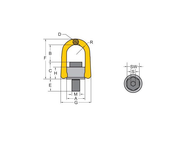 8-231 Yoke Rotary Anchor Point With Metric Thread