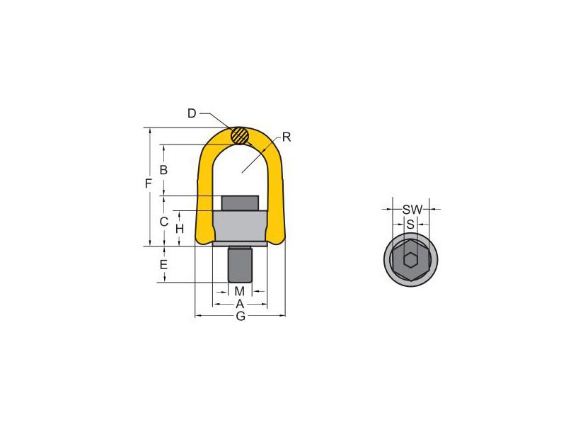8-232 Yoke Rotary Anchor Point With Unc Thread