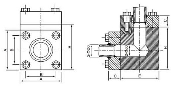 Angle Hydraulic Square Flange