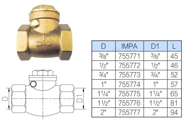 Bronze DIN Swing Check Valve with BSP Female Threaded Ends
