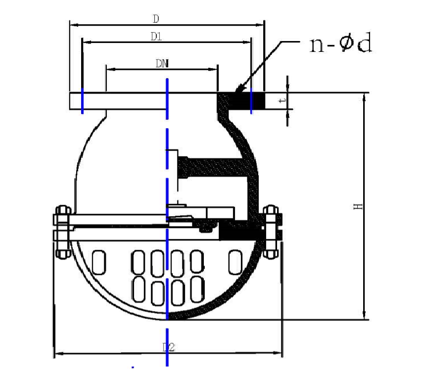 Cast Iron Foot Valve 5K/10K Drawing