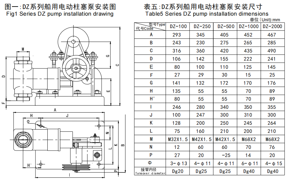 DZ-500 marine motorized plunger type oily water delivery pump