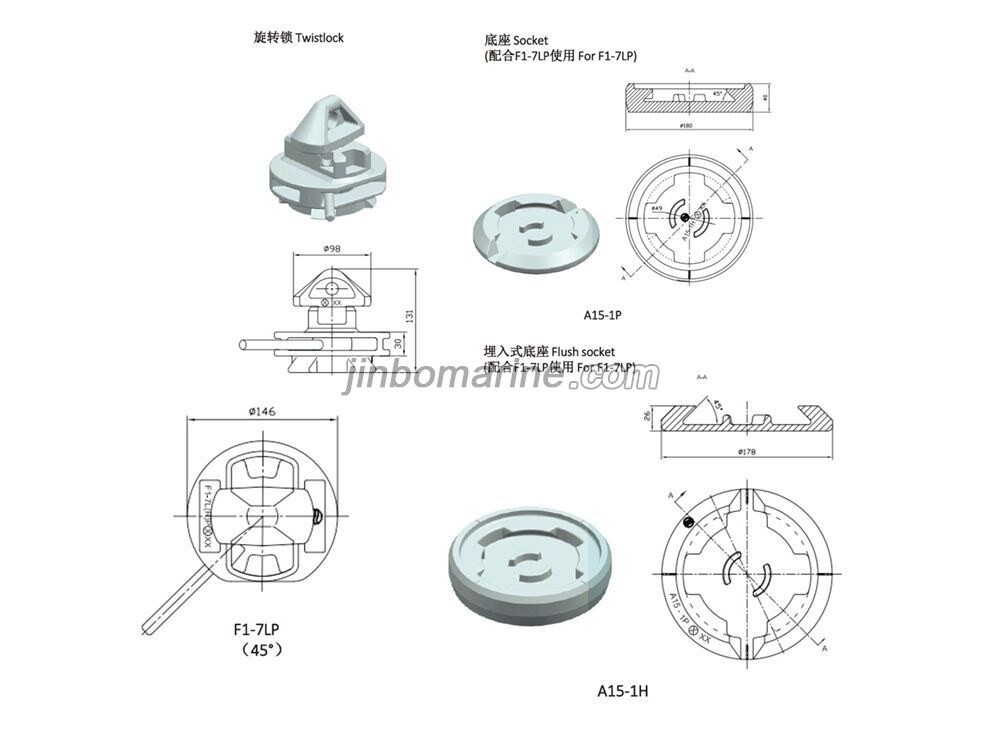 F1-7LP 45 Degree Twistlock And A15-1P Socket - Image 1