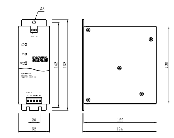 HDW10-24D20L Marine Regulated Power Supply