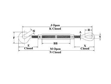 Hook & Eye Turnbuckles HG-225 ,SS304 ORSS316