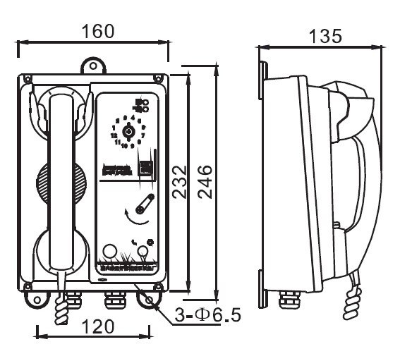 HSC Noise-proof Batteryless Telephone