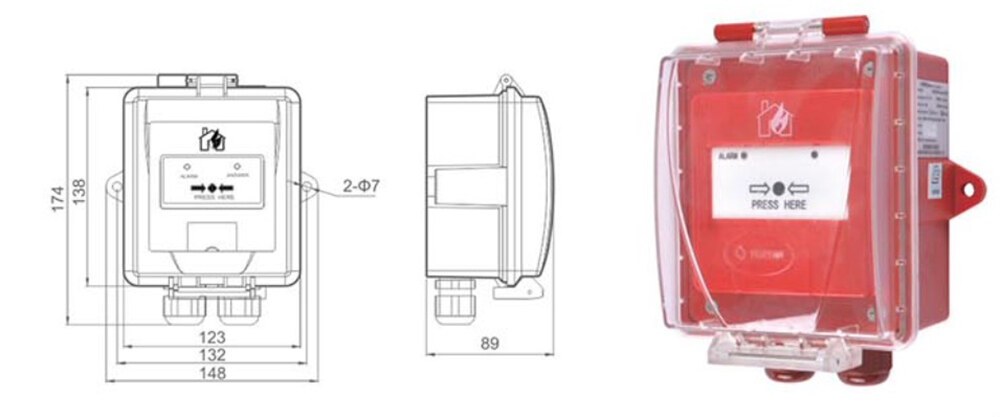 HY-M500K+FSH Water proof Manual Fire Alarm Button