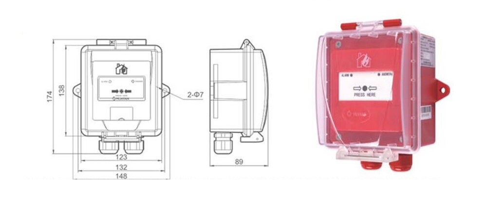 HY-M900K+FSH Water Proof Manual Fire Alarm Button