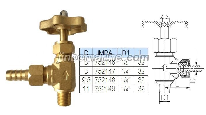 Brass Needle Angle Valve with Corrugated Hose End & Male Thread