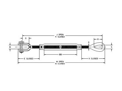 Jaw & Eye Turnbuckle HG-227， SS304 OR SS316