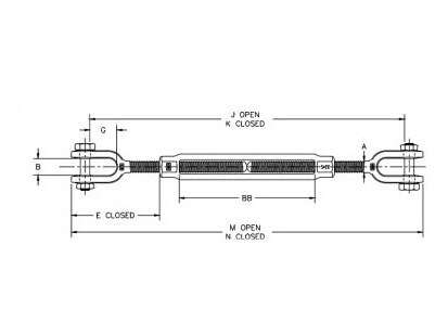 Jaw & Jaw Turnbuckles HG-228, SS306 OR SS316