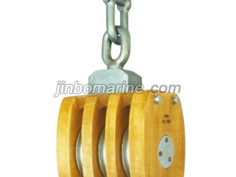JIS F3426 Ship's Inernal-bound wooden block Triple with Shackle