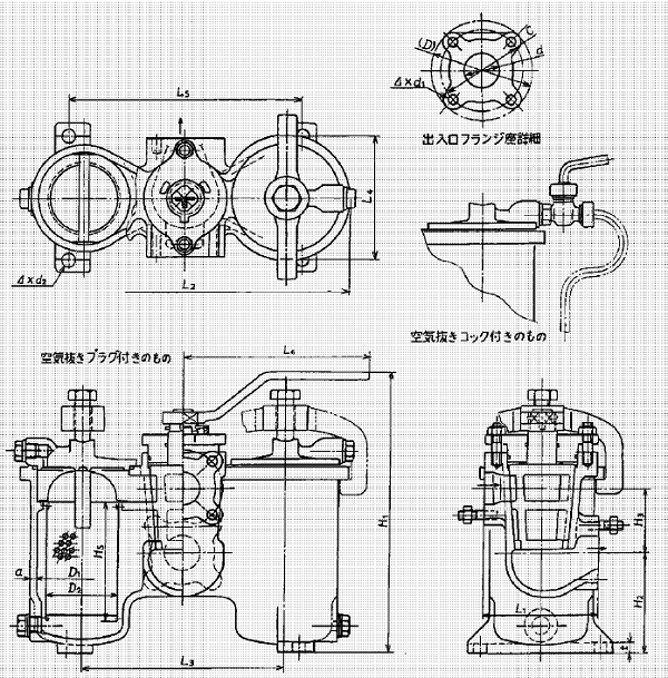 Marine Cast Iron Duplex Oil Strainer JIS F7208 HU Type