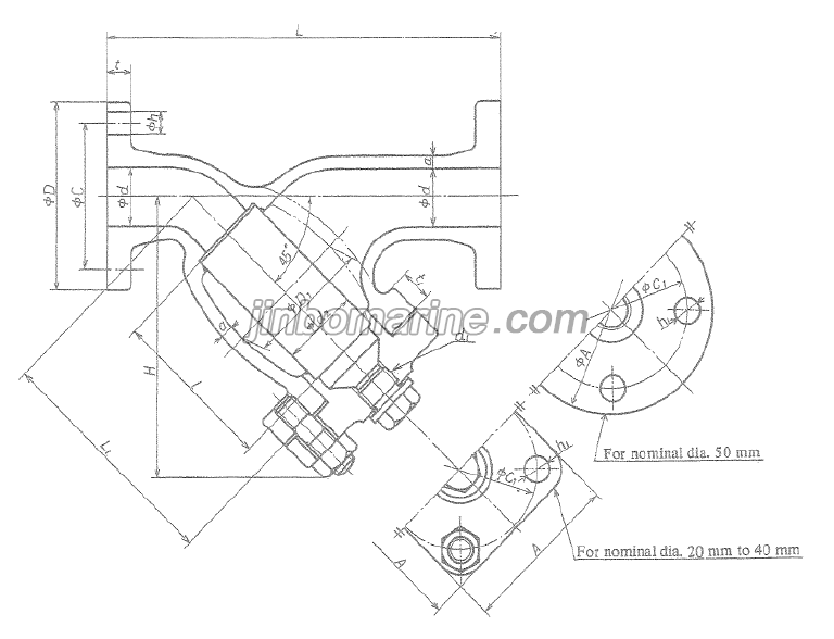 Marine Cast Iron Y strainer JIS F7220 5K