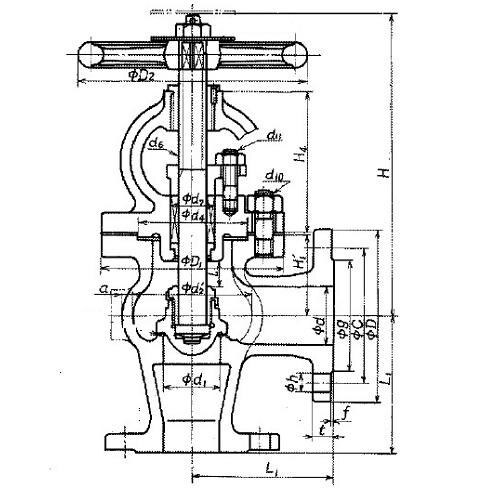 Marine Cast Steel Angle Valve JIS F7314 20K