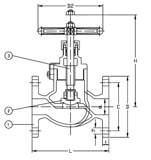 Marine Nodular Iron SDNR Valve JIS F7321C Drawing