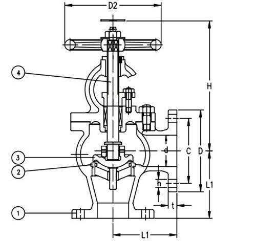 Marine Cast Steel Screw Down Check Angle Valve JIS F7472 10K