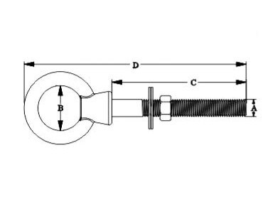 Lifting Eye Bolt With Double Washer And Nut, SS304 OR SS316. CSLS01