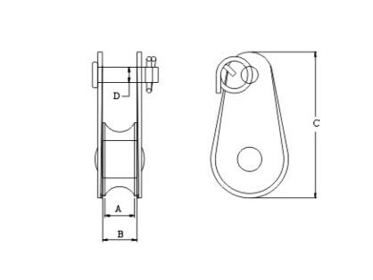 Light Pully Block- Type C (Removable Pin Rivet) Brass Sheave