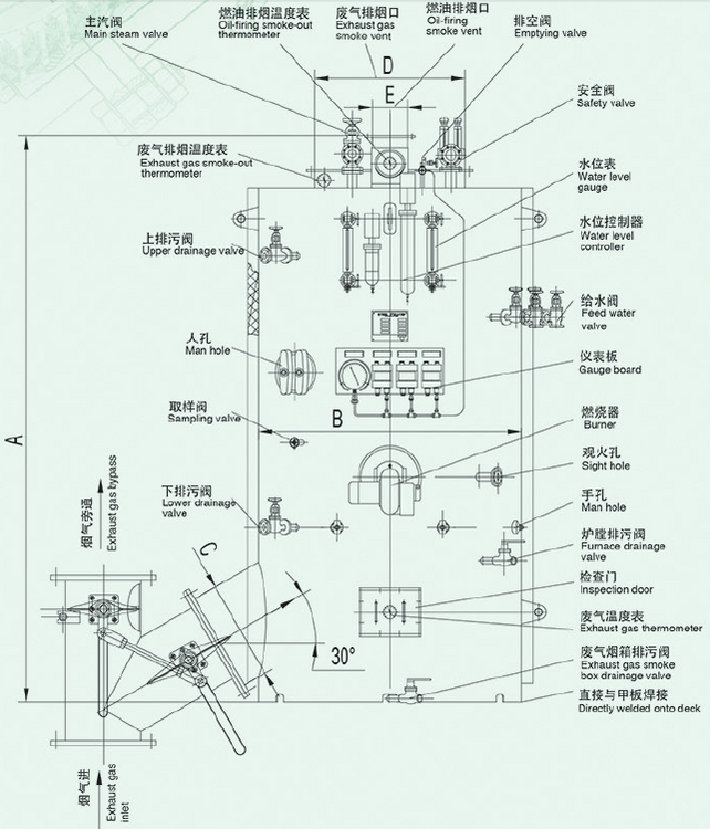 LYF Marine Oil Fired Exhaust Gas Composite Boiler