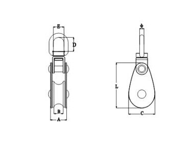 Mame Swivel Block (Double Casting Sheave) ,SS304 OR SS316 CSSB0104