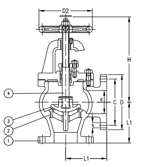 Marine Cast Iron Screw Down Check Angle Valve JIS F7354 5K