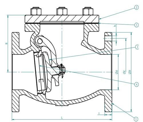 Marine Cast Iron Swing Check Valve JIS F7373 10K