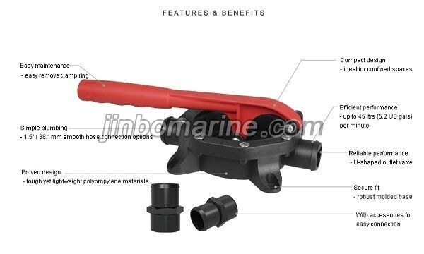 Manual Diaphragm Hand Pump - Plastic Handle 720 Gallon
