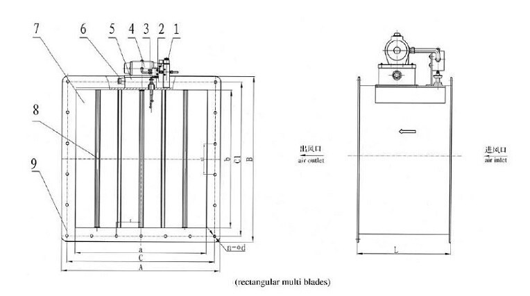 Marine Rectangular Pneumatic Fire Damper