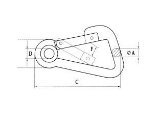 Oblique Angle Snap Hook With Eyelet And Rivets at Botch End, SS304 OR SS316, STE