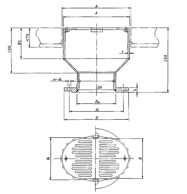 Oval Deck Scupper with Flange Type TB/TBS CB/T3885-2004