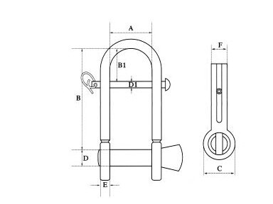 Plate Dee Shackle With Cross Bar,SS304 OR SS316 CSXK0704
