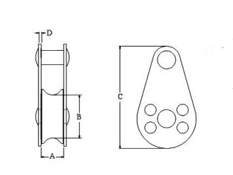 Pulley Block- Type B (Pin Rivet) Nylon Sheave, SS304 OR SS316