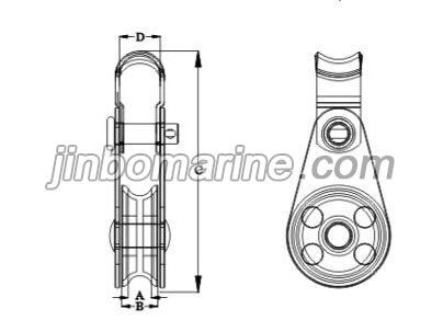 Pulley Block-Type D (With Bracket And Pin Rivet) Nylon, Sheave
