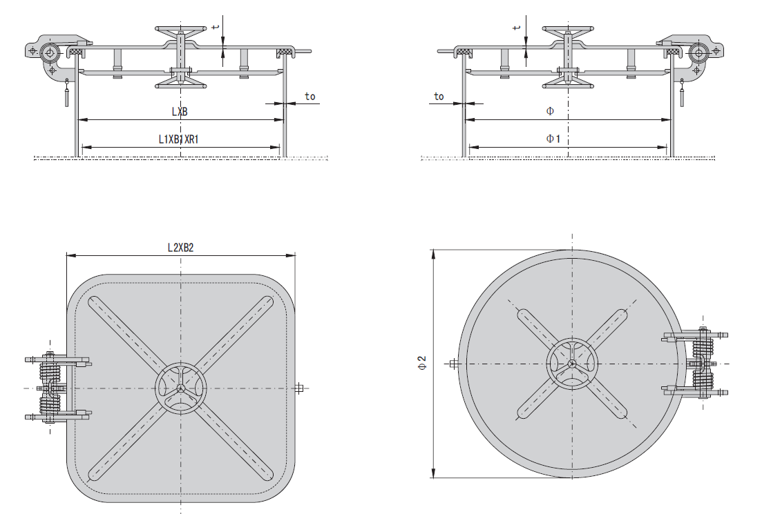 Steel Quick Acting Weathertight Hatch Cover Drawing