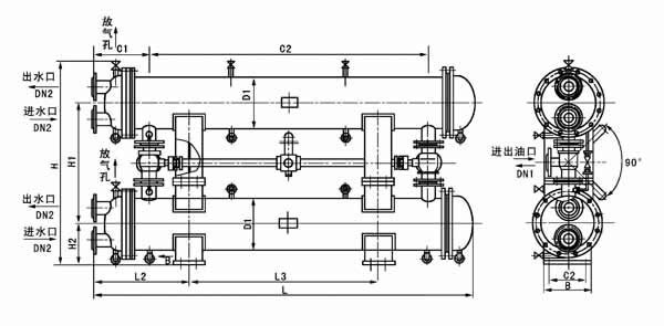 SGLL type duplex horizontal oil cooler