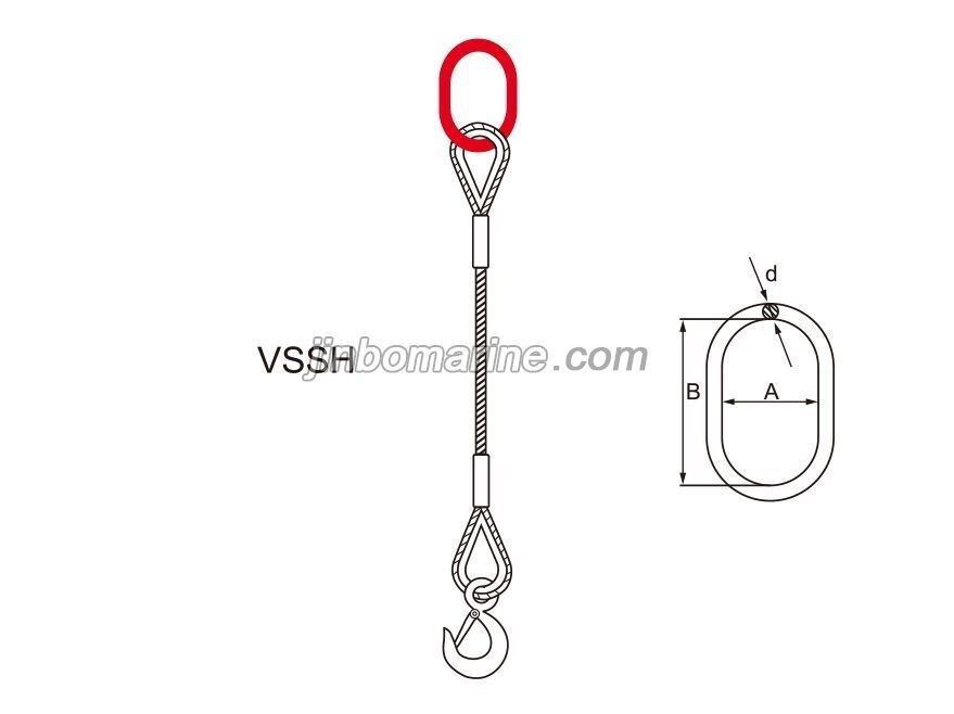 Slingle leg spliced wire rope sling