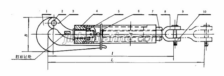 CB3474 Slip-hook turnbuckle for ship's rigging