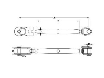 Turnbuckle Pipe With Nut (Swivel Toggle & Jaw), SS304 OR SS316