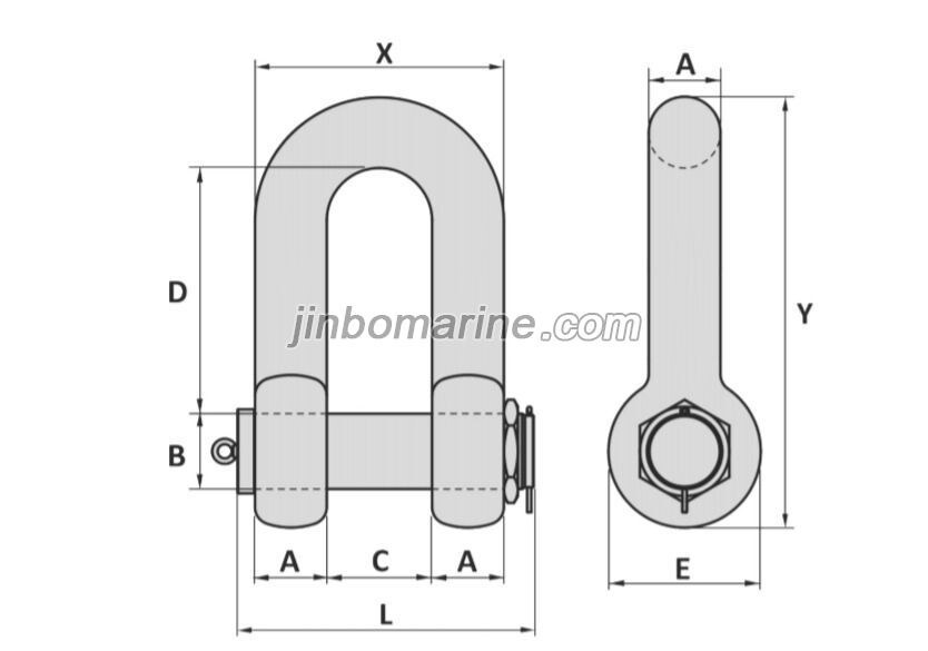 Type D15 Dee Safety Pin Shackle