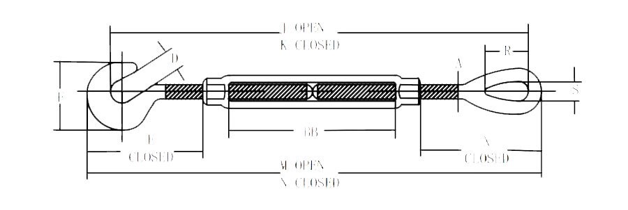 U.S. Type Turnbuckles With Eye And Hook
