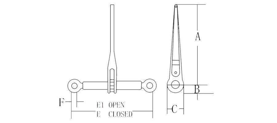 US Type Ratchet Type Load Binders Without Links and Hooks