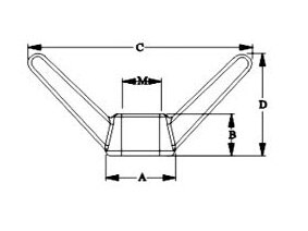 Wing Nut (Long Type), SS304 OR SS316 CSLM040L