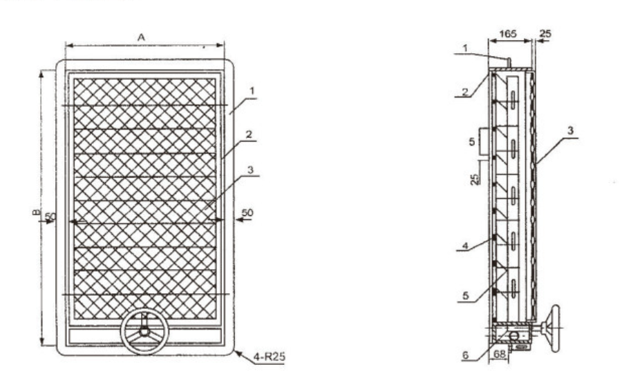 Watertight Louver without Cover Drawing