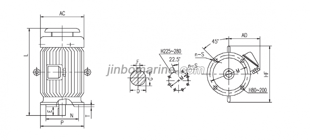 YCTJ-H Series Fan-Closed Three Phase Induction Marine Motor